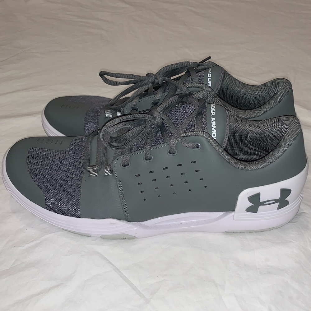 Under Armour Men’s 12.5 Gray Sneakers.